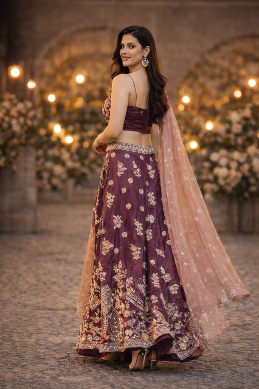 The Mulberry Contrast Lehenga.