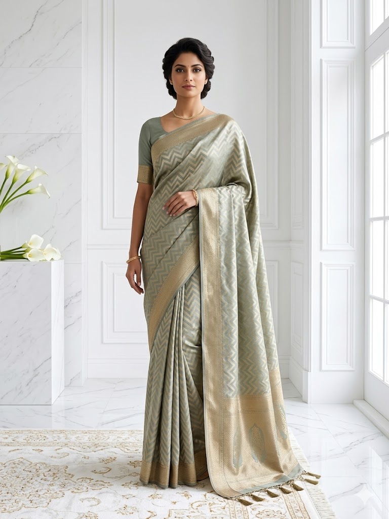 Pistachio Banarasi Silk Saree