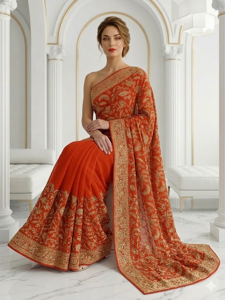 "The Imperial Zardosi Bloom"