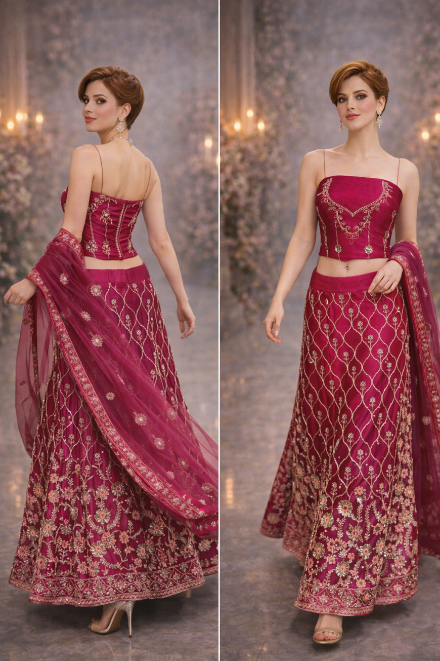 The Raspberry Romance Lehenga.