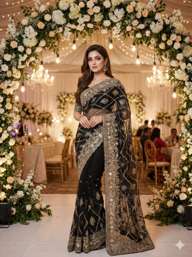 "The Midnight Diamond Saree"