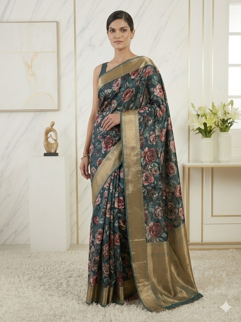Forest Green Saree