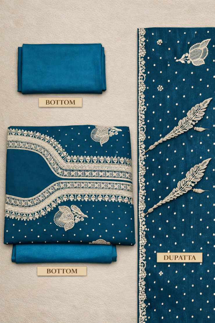 Fox Georgette Zarmina Teal Royale