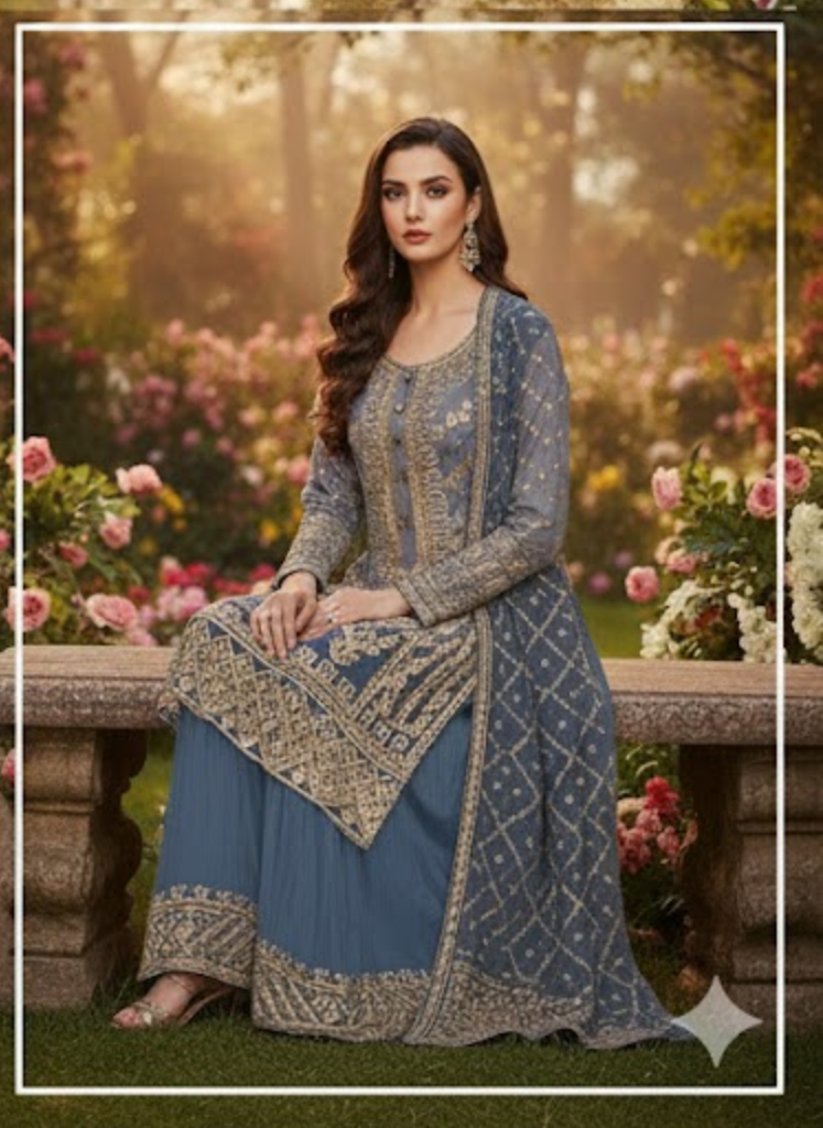 Blue Heavy-Work Sharara