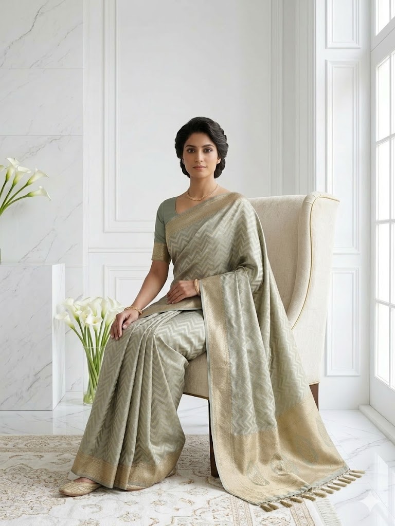 Pistachio Banarasi Silk Saree