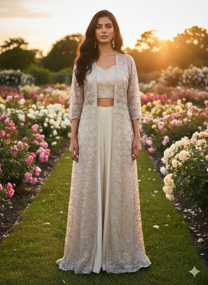 White Indo-Western: