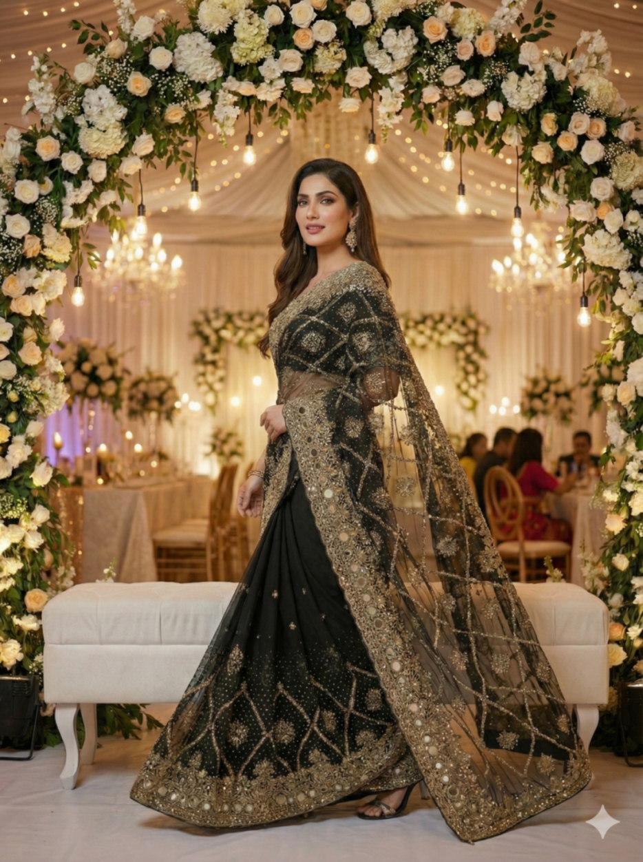 "The Midnight Diamond Saree"