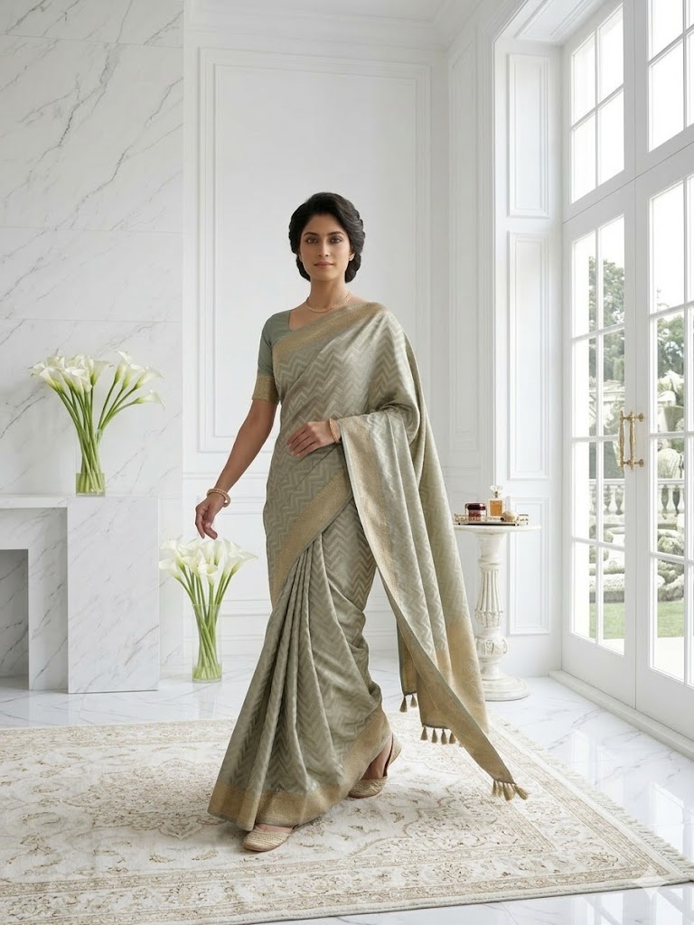 Pistachio Banarasi Silk Saree