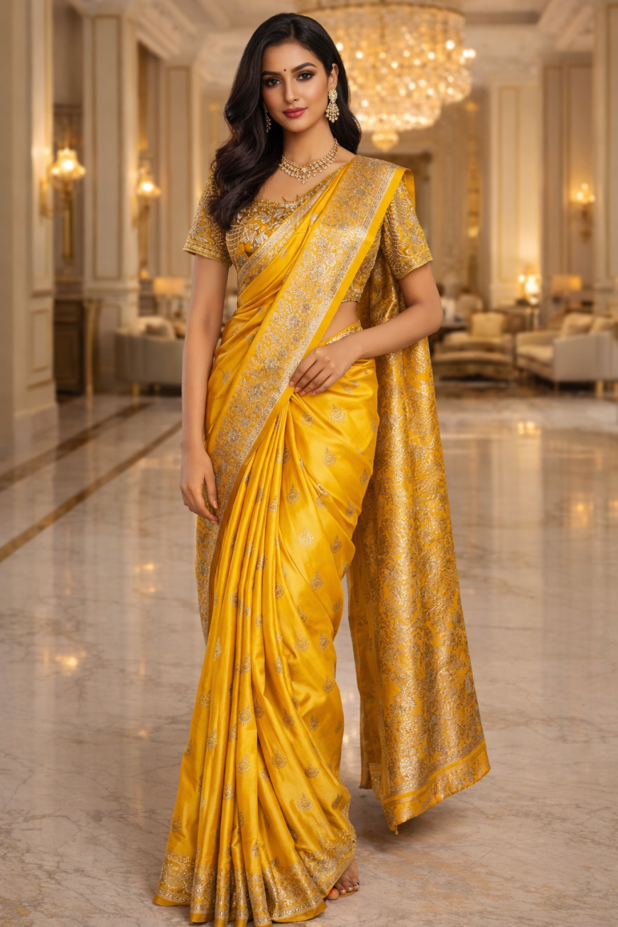 Golden Bloom Heritage Saree