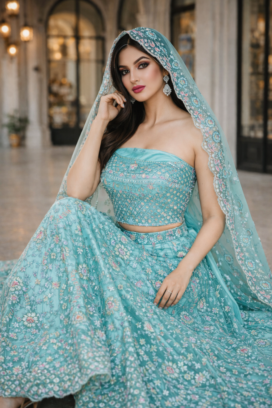 The Aqua Bloom Lehenga.