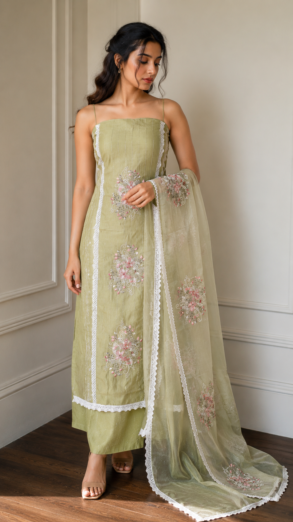 Embroidered Lime Green suit