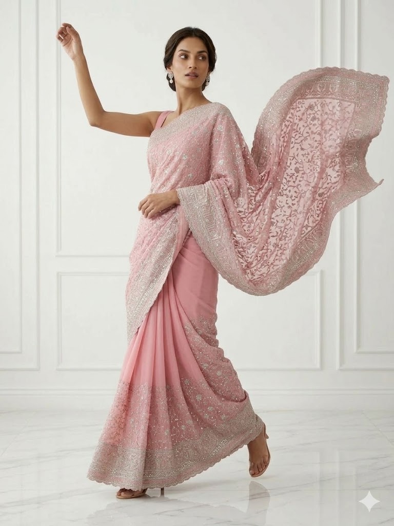 Frozen Rose Saree