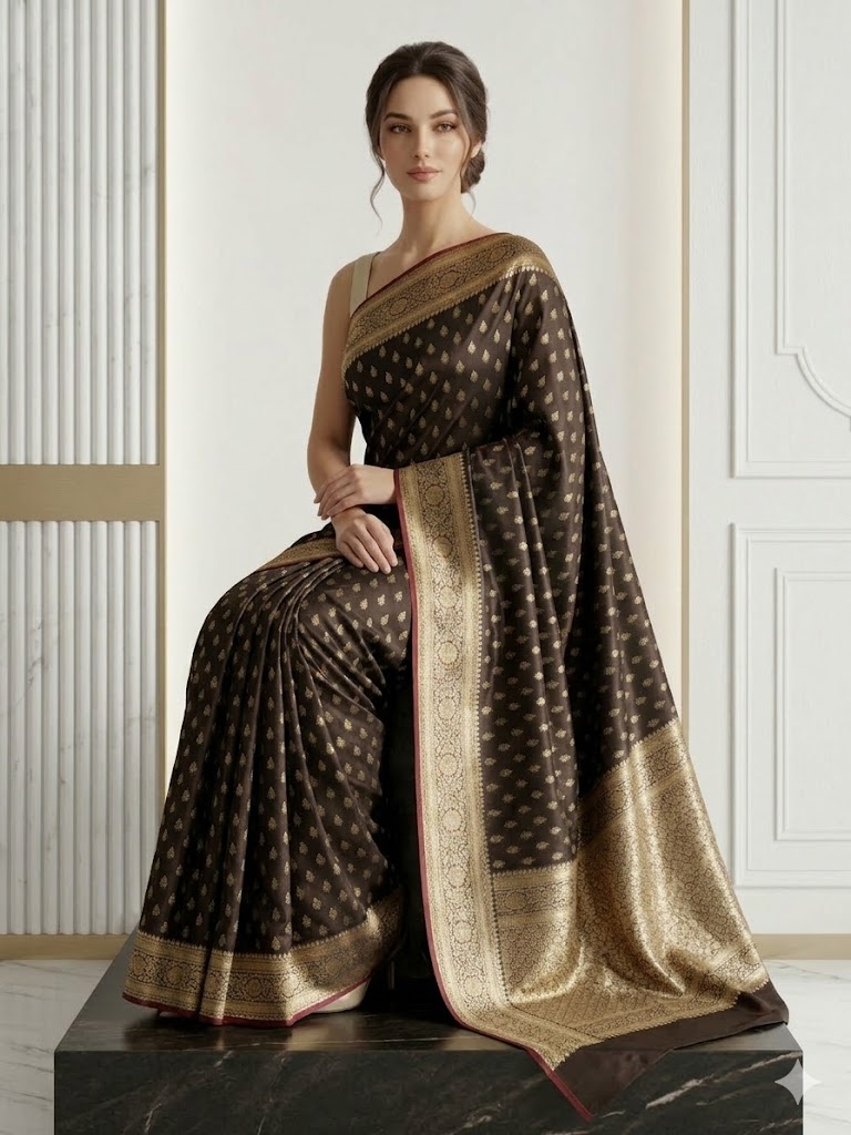 Ebony Kanjeevaram Silk Saree
