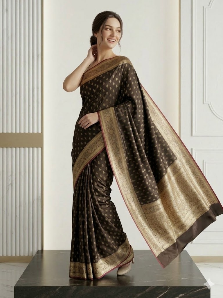 Ebony Kanjeevaram Silk Saree