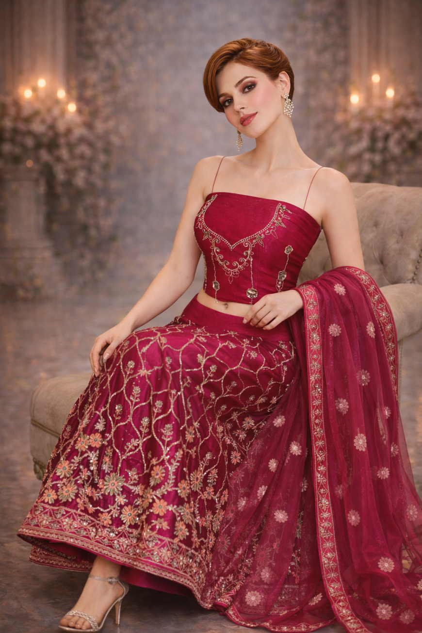 The Raspberry Romance Lehenga.
