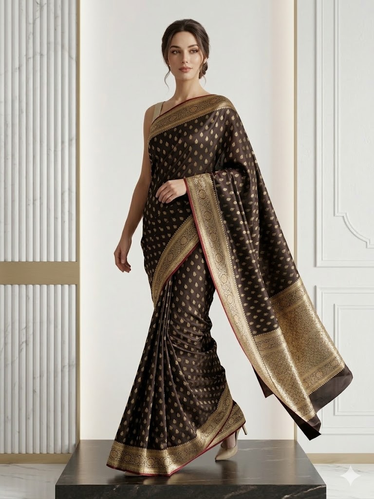Ebony Kanjeevaram Silk Saree