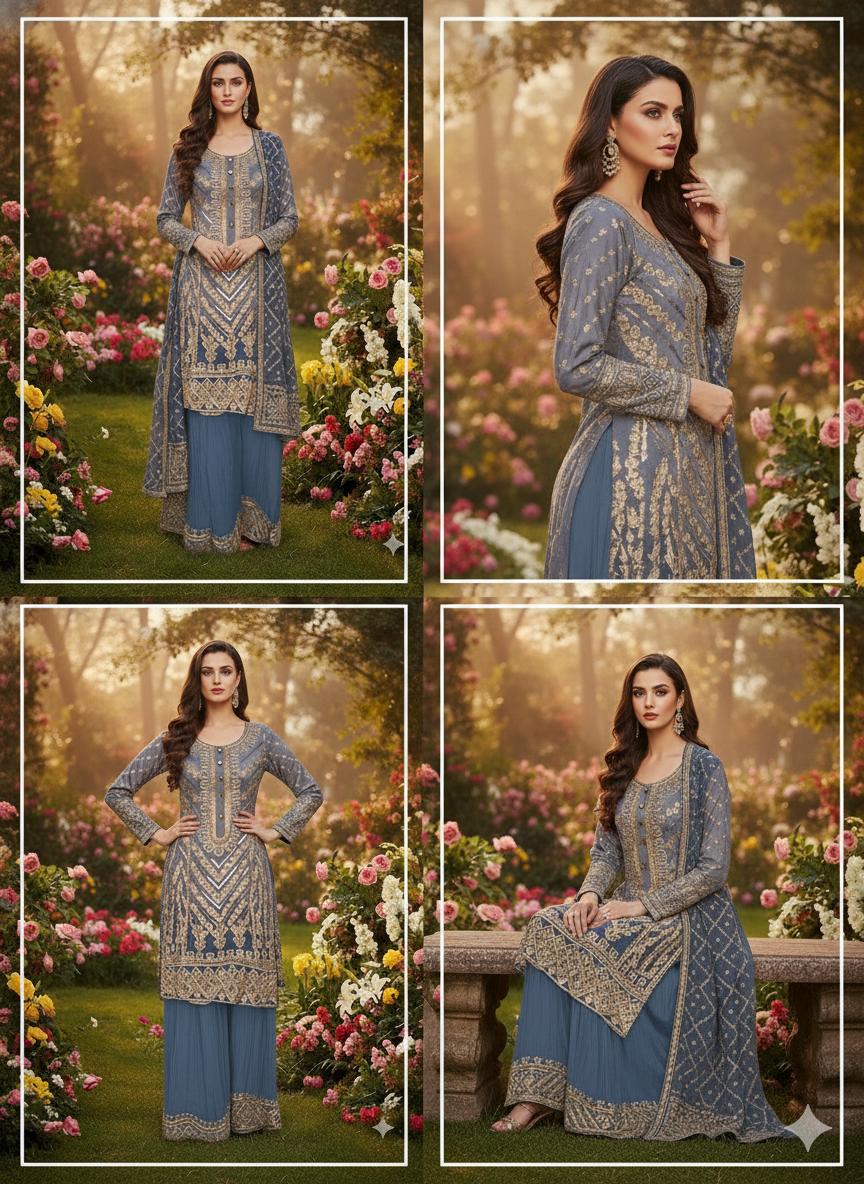 Blue Heavy-Work Sharara