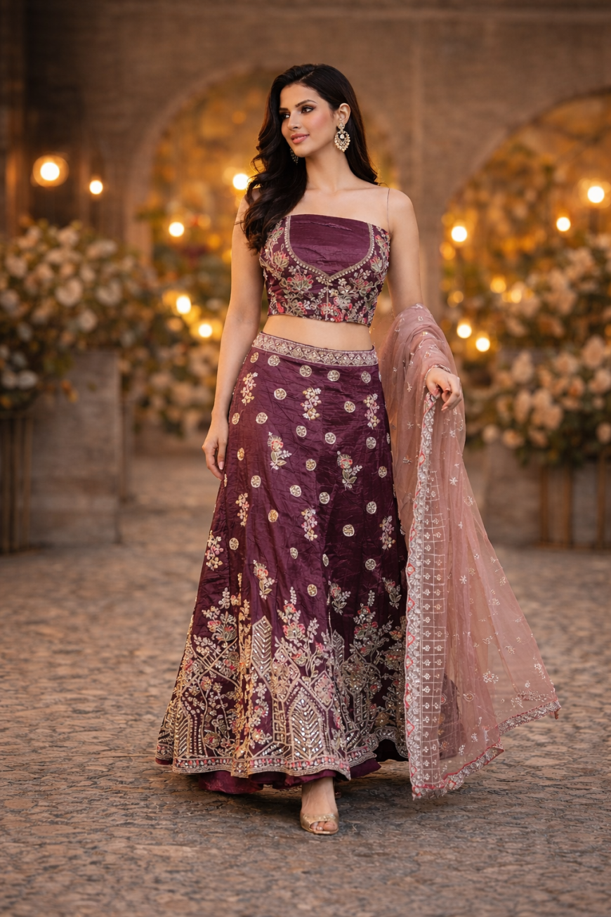 The Mulberry Contrast Lehenga.