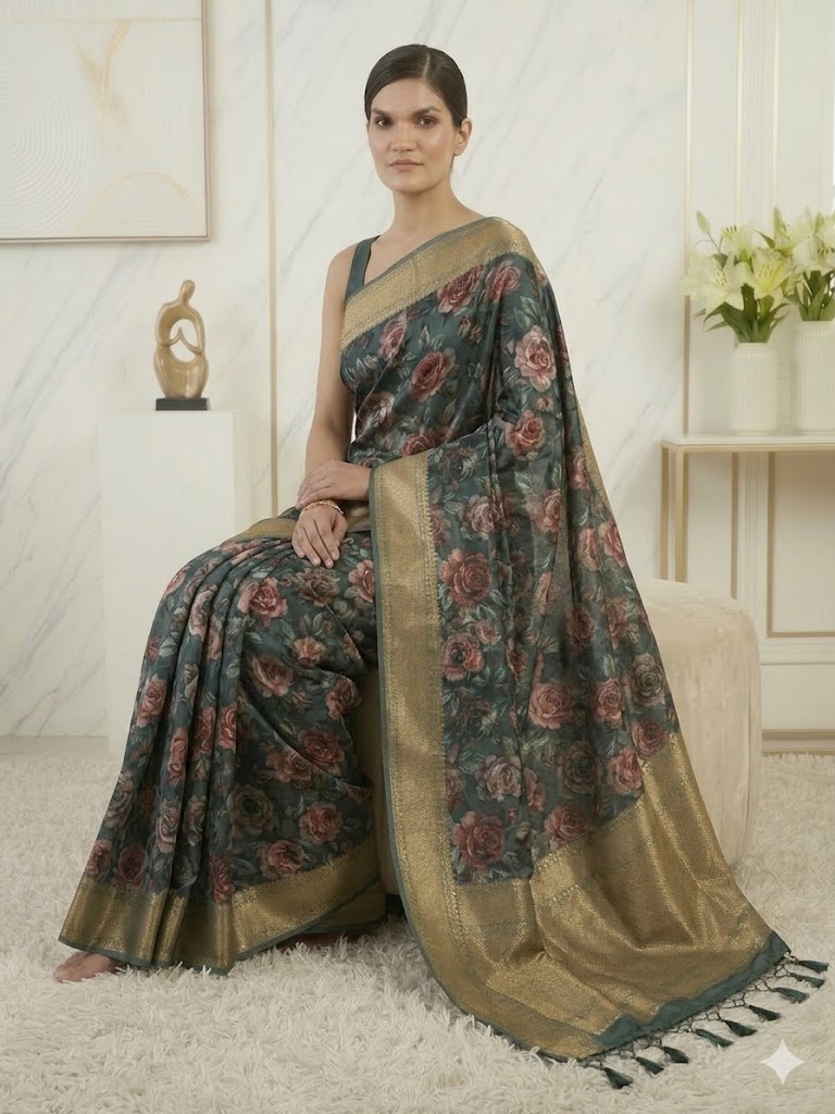 Forest Green Saree